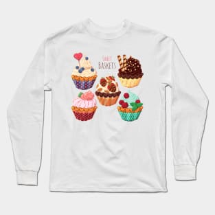 Sweet Cupcakes Illustration Long Sleeve T-Shirt